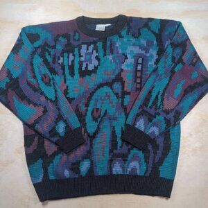 VTG 90s Sweater Men's 2XL Multicolor Geometric Grandpacore